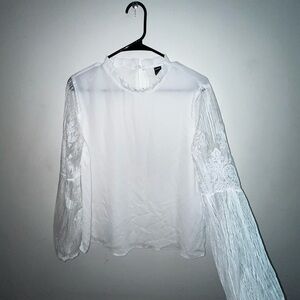 SHEIN White Lace Sleeve Blouse